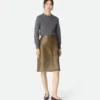 Intrecciato Leather Skirt