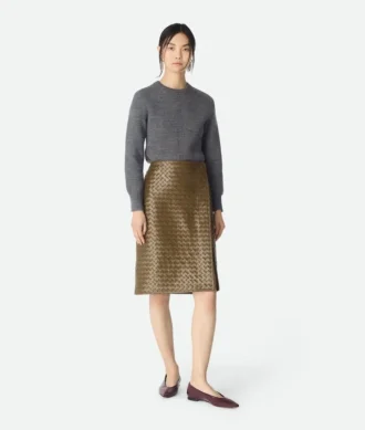 Intrecciato Leather Skirt