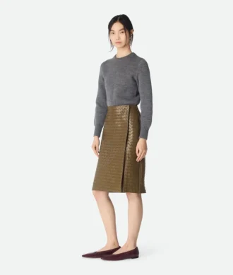 Intrecciato Leather Skirt