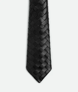 Intrecciato Leather Tie
