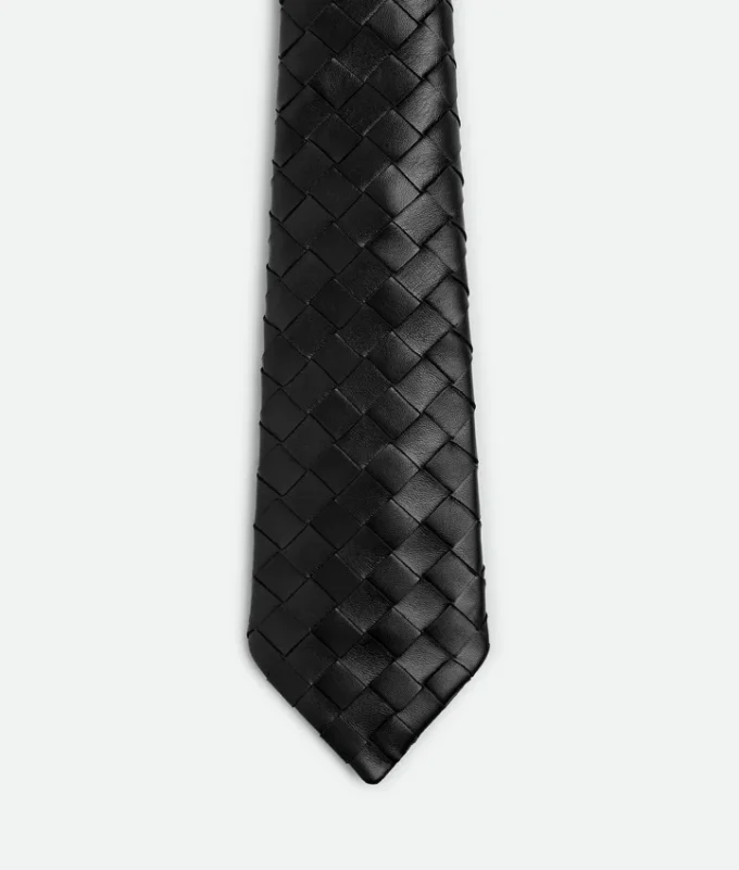 Intrecciato Leather Tie