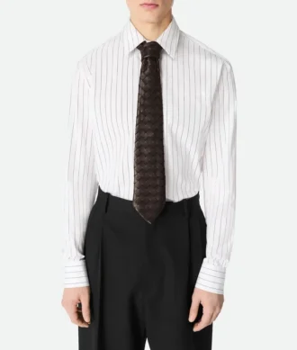 Intrecciato Leather Tie