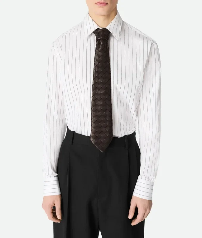 Intrecciato Leather Tie