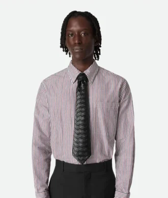 Intrecciato Leather Tie