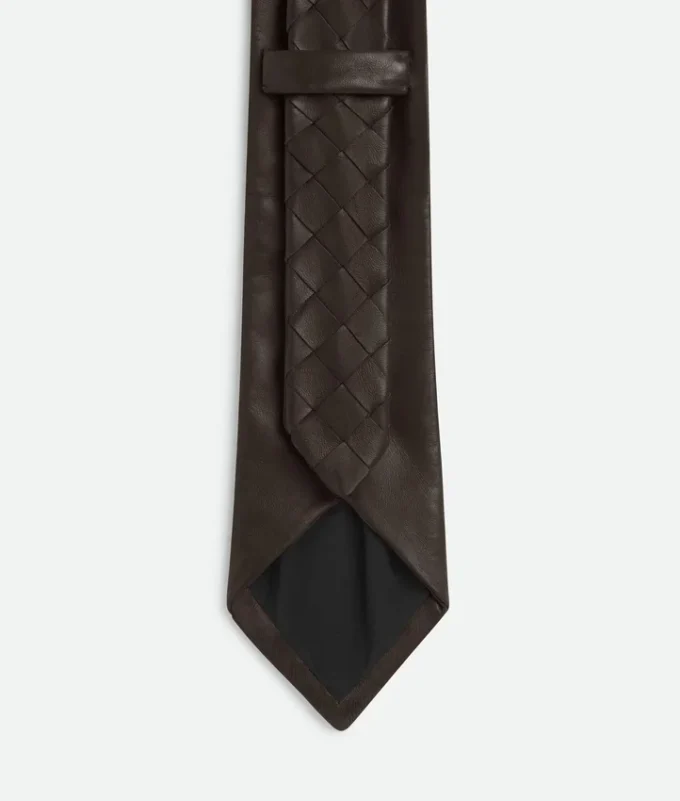 Intrecciato Leather Tie