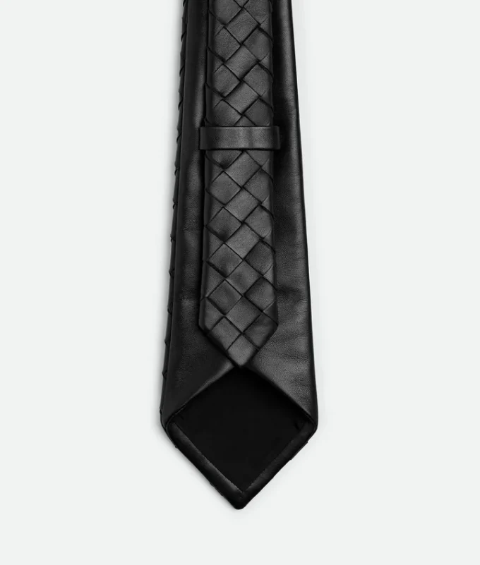Intrecciato Leather Tie