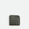 Intrecciato Stamp Compact Zip Around Wallet
