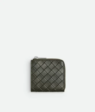 Intrecciato Stamp Compact Zip Around Wallet