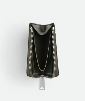 Intrecciato Stamp Compact Zip Around Wallet