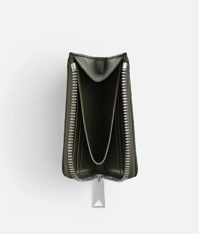 Intrecciato Stamp Compact Zip Around Wallet