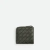 Intrecciato Stamp Compact Zip Around Wallet