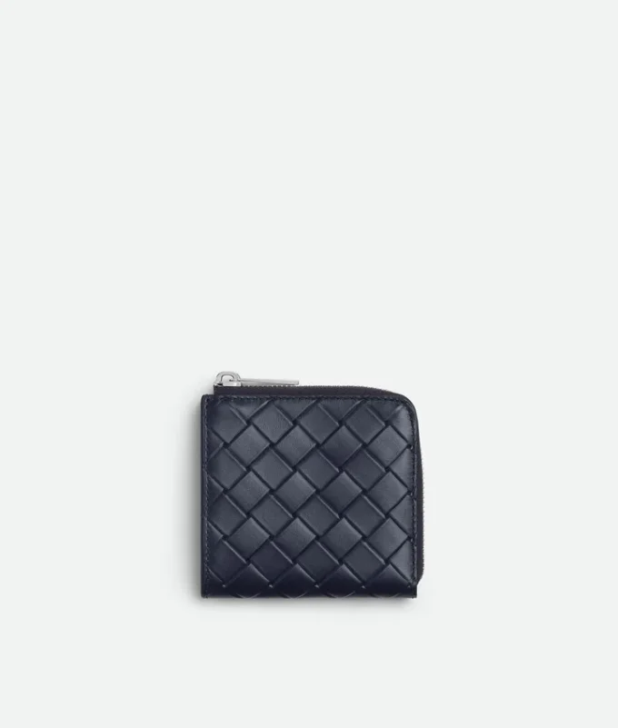 Intrecciato Stamp Square Zip Around Wallet