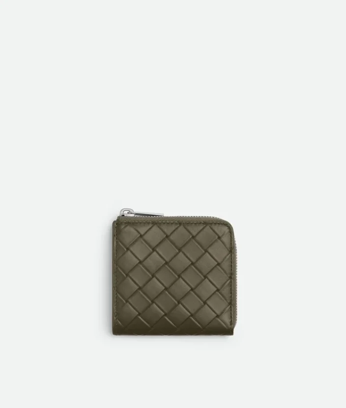 Intrecciato Stamp Square Zip Around Wallet