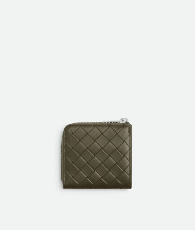 Intrecciato Stamp Square Zip Around Wallet
