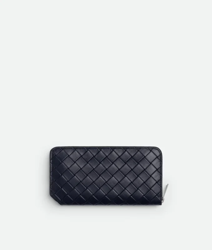 Intrecciato Stamp Zip Around Wallet