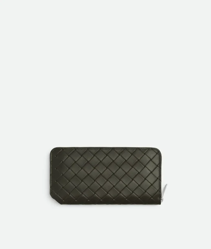 Intrecciato Stamp Zip Around Wallet
