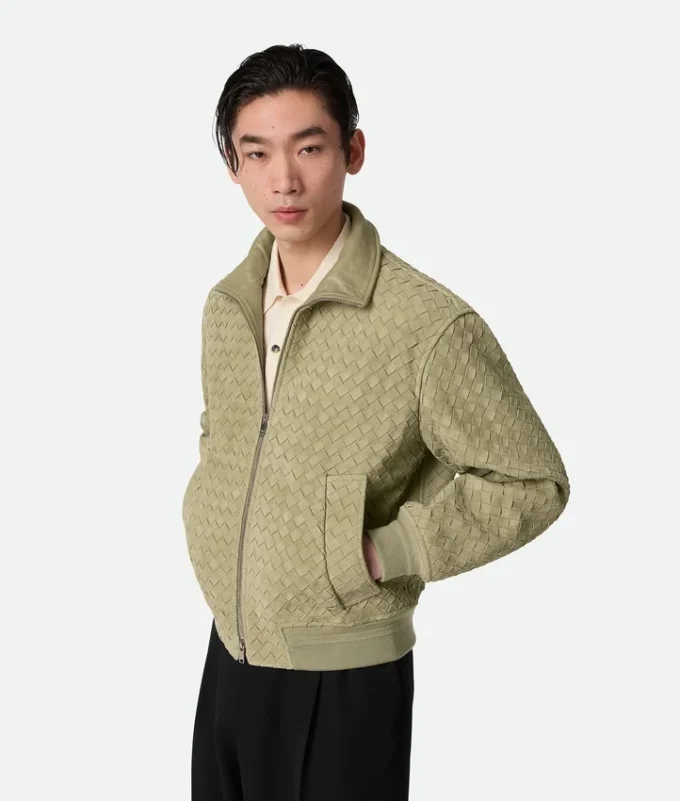 Intrecciato Suede Leather Blouson