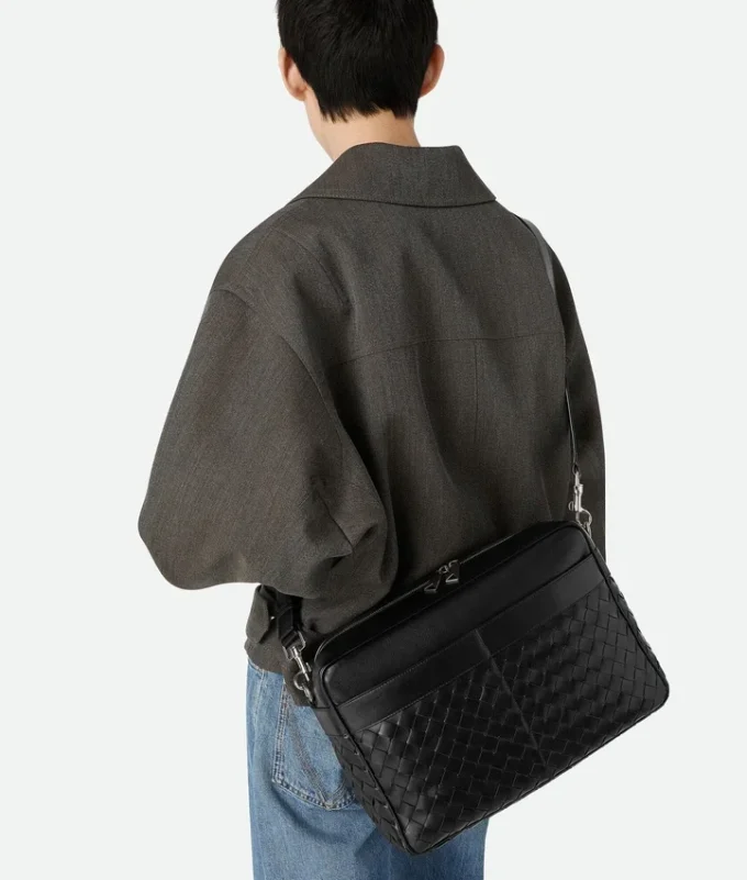 Large Intrecciato Camera Bag with Pocket