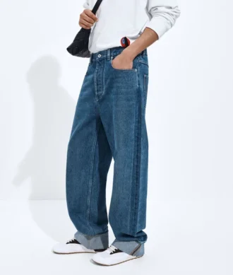 Medium Indigo Turned-Up Jeans