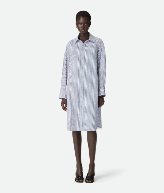 Pinstripe Cotton Poplin Dress