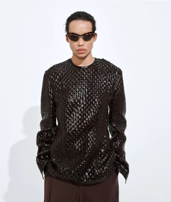 Scale Intreccio Leather Top