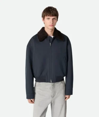 Silk and Cotton Twill Bomber Jacket
