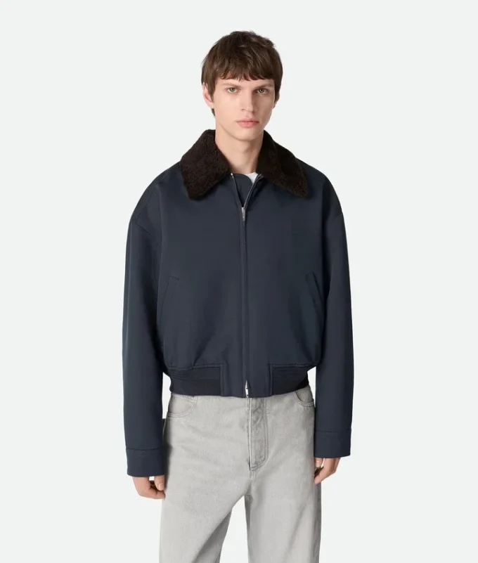 Silk and Cotton Twill Bomber Jacket