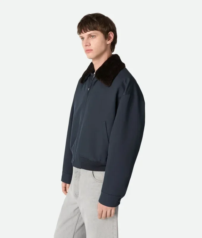 Silk and Cotton Twill Bomber Jacket