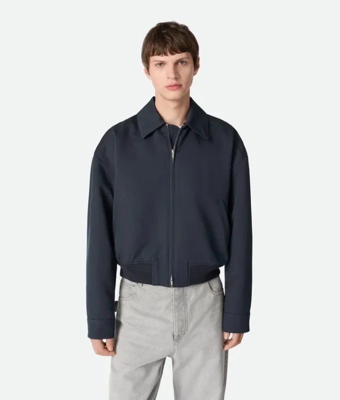Silk and Cotton Twill Bomber Jacket