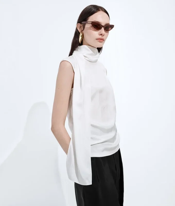 Silk Stretch Satin Top