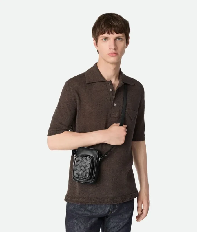 Small Intrecciato Camera Bag with Pocket