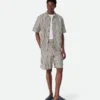 Stripe Cotton and Linen Shorts