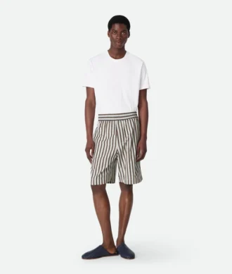 Stripe Cotton and Linen Shorts