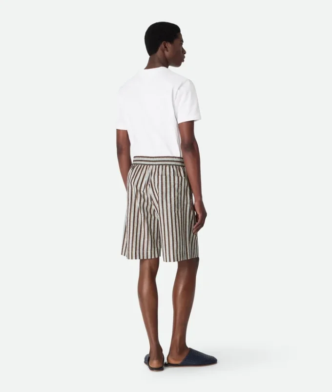 Stripe Cotton and Linen Shorts