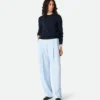 Viscose and Silk Twill Straight Trousers