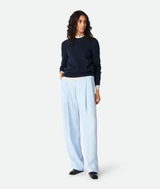 Viscose and Silk Twill Straight Trousers