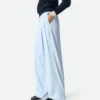 Viscose and Silk Twill Straight Trousers
