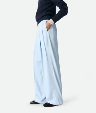 Viscose and Silk Twill Straight Trousers