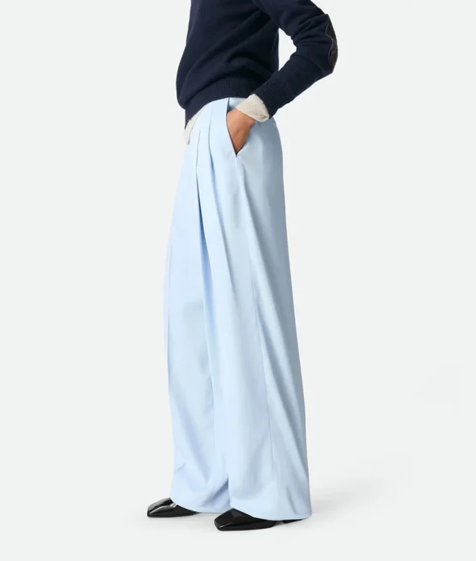 Viscose and Silk Twill Straight Trousers