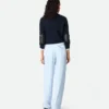 Viscose and Silk Twill Straight Trousers