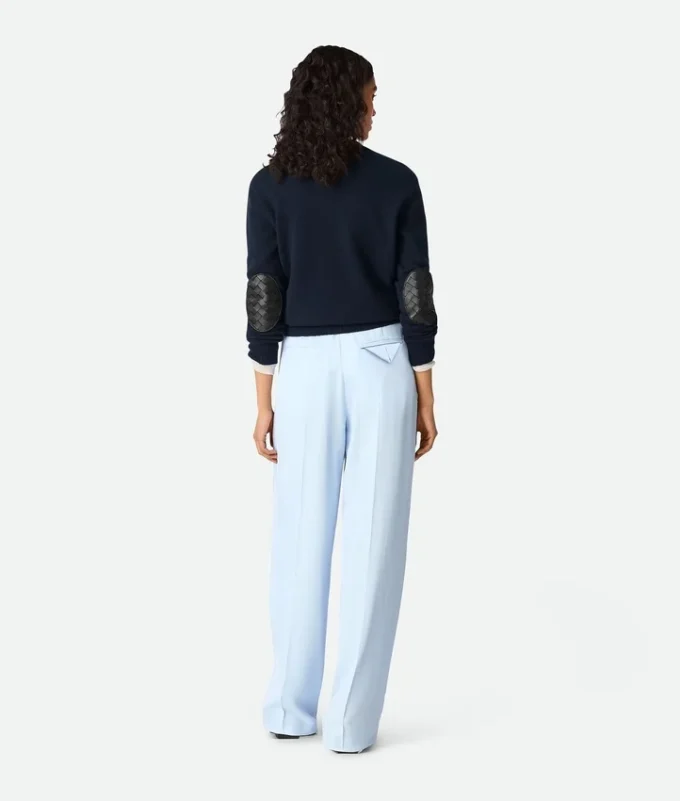 Viscose and Silk Twill Straight Trousers