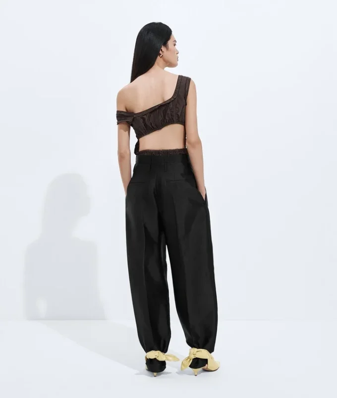 Washed Cotton and Viscose Twill Pants