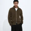 Wool and Cotton Zip-Up Cardigan