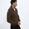 Wool and Cotton Zip-Up Cardigan