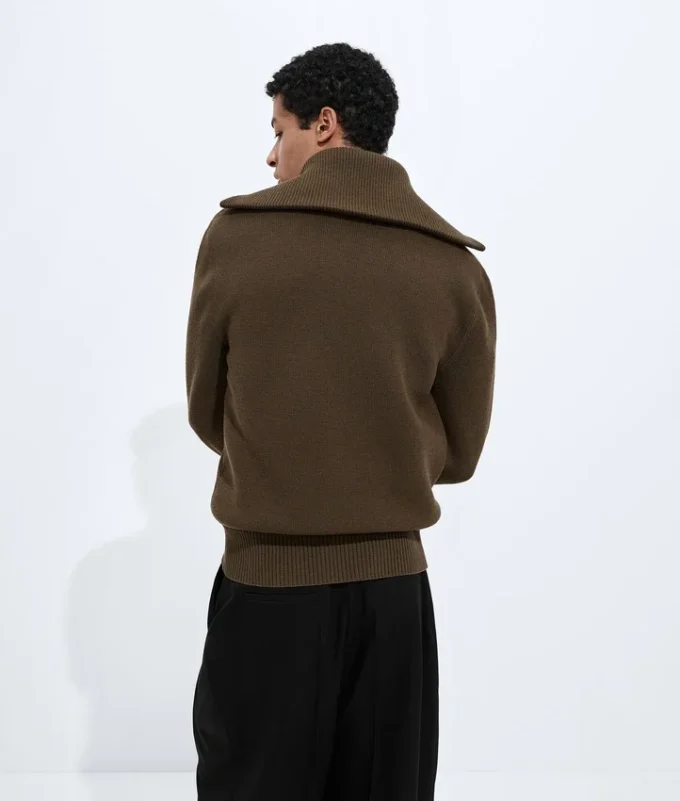 Wool and Cotton Zip-Up Cardigan