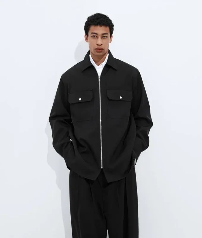 Wool Grain De Poudre Overshirt