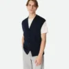 Wool Rib Cardigan Gilet