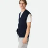 Wool Rib Cardigan Gilet