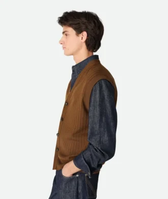 Wool Rib Cardigan Gilet