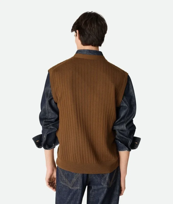 Wool Rib Cardigan Gilet